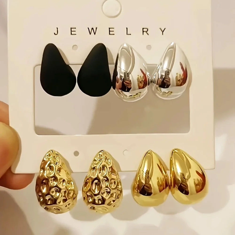 4-Pair Acrylic Teardrop Earring Set