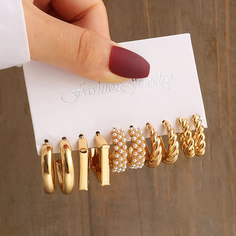 Elegant Vintage Pearl Geometry Earrings