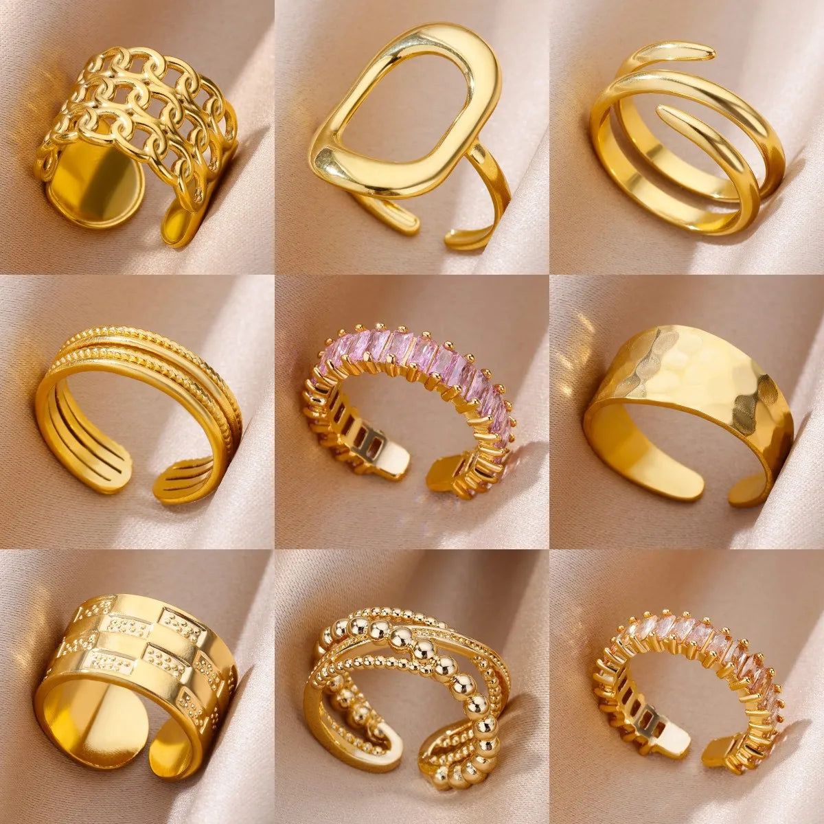 Stainless Steel Rings for Women , Gold Color Never Fade