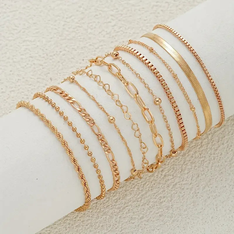 11pcs Chic Snake Chain Bracelet Set for Women