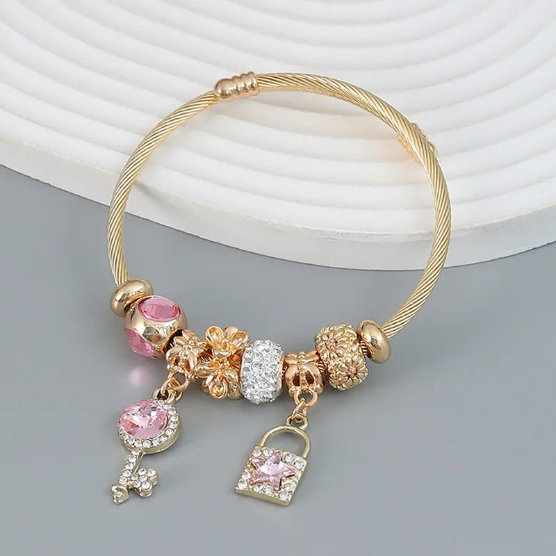 Fashion Multi-Element Stainless Steel Beaded Love Bracelet
