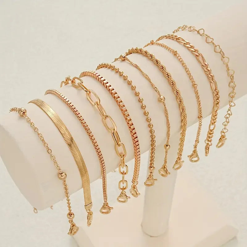 11pcs Chic Snake Chain Bracelet Set for Women