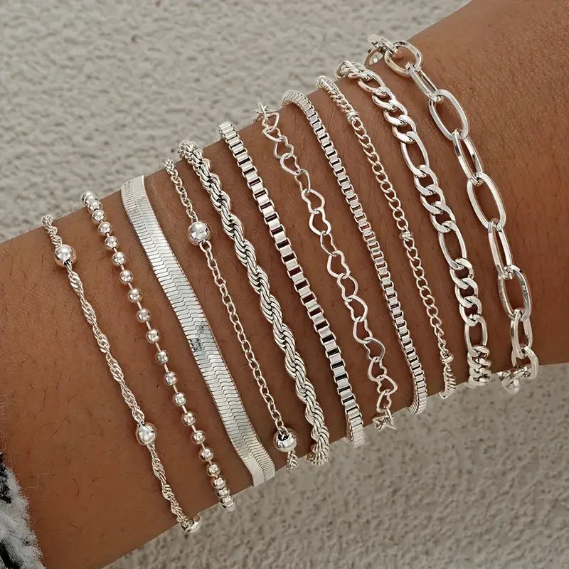 11pcs Chic Snake Chain Bracelet Set for Women