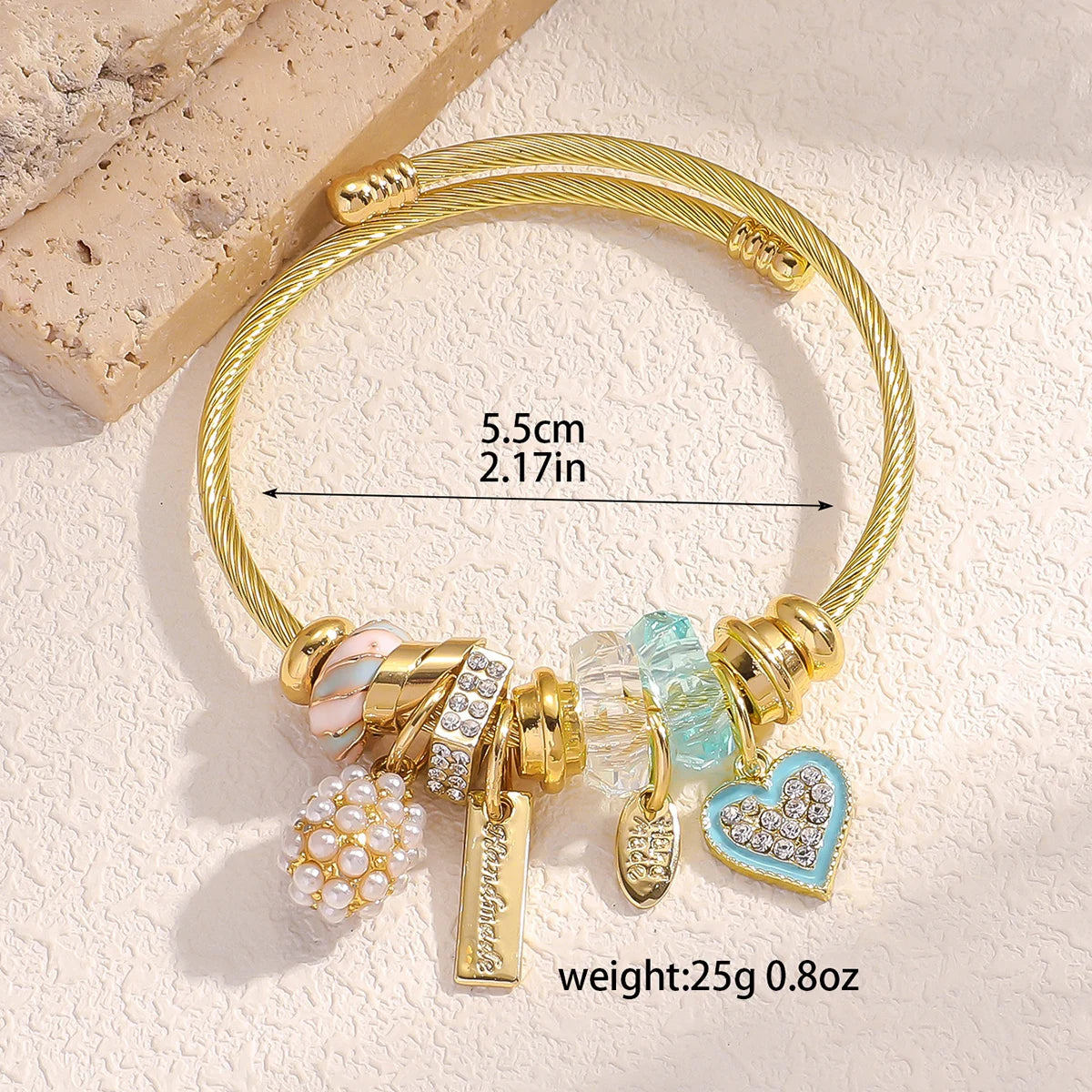 Fashion Multi-Element Stainless Steel Beaded Love Bracelet