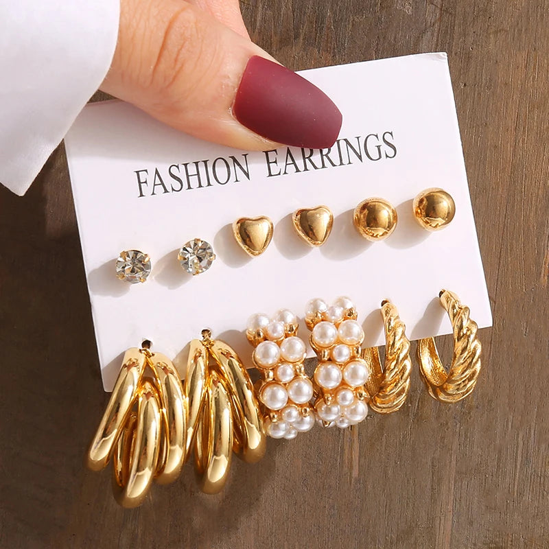 Elegant Vintage Pearl Geometry Earrings