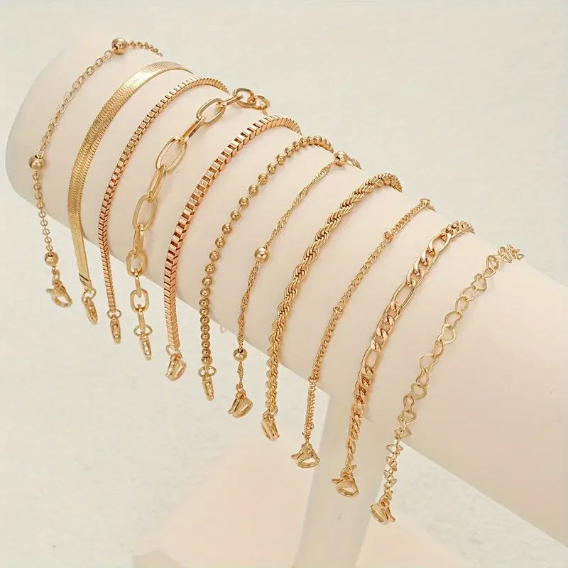 11pcs Chic Snake Chain Bracelet Set for Women